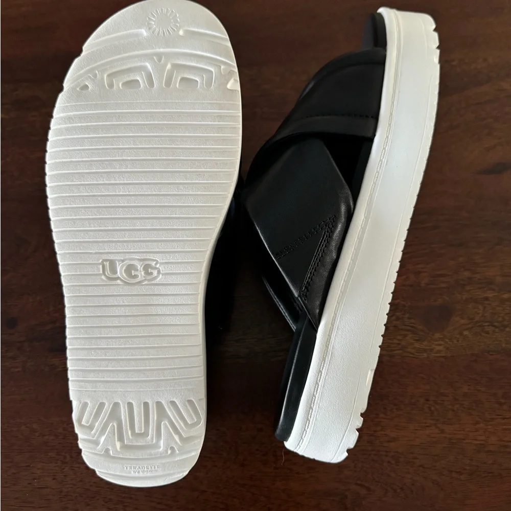 UGG Black Criss-Cross Slide Sandals - Picture 4 of 8